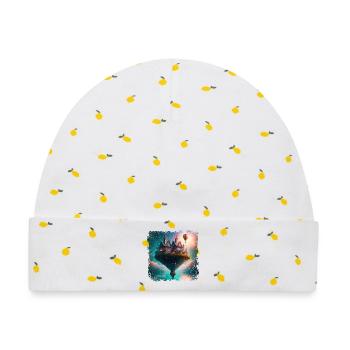 Fantasy schwebendes Dorf - Baby Premium Organic Mütze - Weiß/Zitronengelb - Vorne