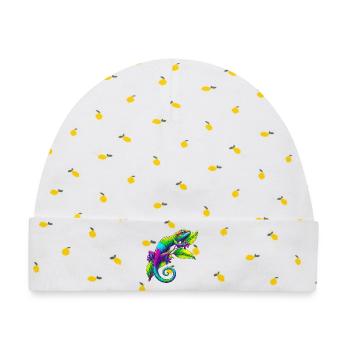 Gecko - Baby Premium Organic Mütze - Weiß/Zitronengelb - Vorne