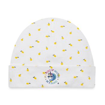 Badass-Einhorn - Baby Premium Organic Mütze - Weiß/Zitronengelb - Vorne