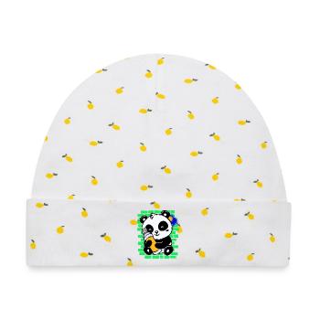 Graffiti Panda Zeichnen Illustration Spraydose - Baby Premium Organic Mütze - Weiß/Zitronengelb - Vorne