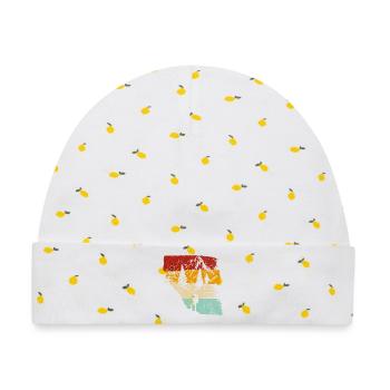 Sonnenuntergang Wald Trek Retro - Baby Premium Organic Mütze - Weiß/Zitronengelb - Vorne