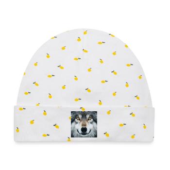 Der Blick des Wolfes - Baby Premium Organic Mütze - Weiß/Zitronengelb - Vorne