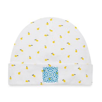 Portugal Blaue Fliesen 1 - Baby Premium Organic Mütze - Weiß/Zitronengelb - Vorne