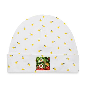 Mittagsblume – Sonnenkuss auf Lebensfreude - Baby Premium Organic Mütze - Weiß/Zitronengelb - Vorne