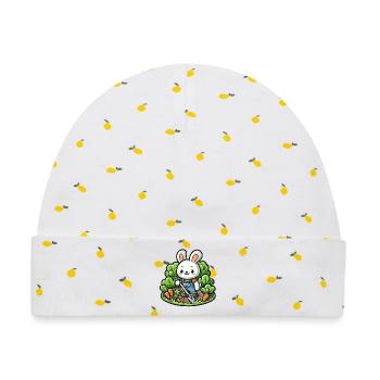 Erntetrichter: Der Gartenhase - Baby Premium Organic Mütze - Weiß/Zitronengelb - Vorne