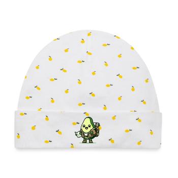 Avocado-Abenteurer Toon - Baby Premium Organic Mütze - Weiß/Zitronengelb - Vorne