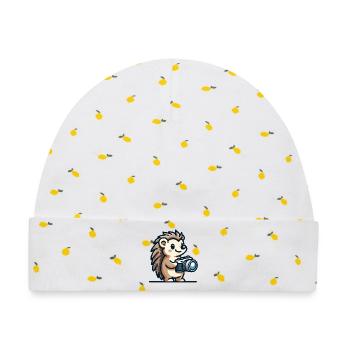 Schnappschuss-Igel: Der Shutterbug-Kumpel - Baby Premium Organic Mütze - Weiß/Zitronengelb - Vorne