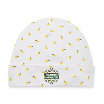 CAMPING - KEIN STRESS - Baby Premium Organic Mütze - Weiß/Zitronengelb - Vorne