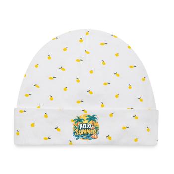 Schillernde Eleganz HELLO SUMMER - Baby Premium Organic Mütze - Weiß/Zitronengelb - Vorne