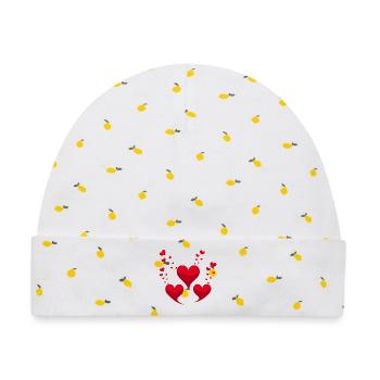 Rote Herzen - Baby Premium Organic Mütze - Weiß/Zitronengelb - Vorne