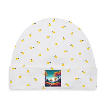 Sonnenuntergang - Baby Premium Organic Mütze - Weiß/Zitronengelb - Vorne