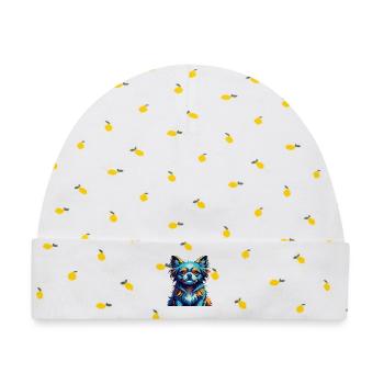 Chinesische Kaiserliche Hunderasse Bunte Karikatur Kawaii - Baby Premium Organic Mütze - Weiß/Zitronengelb - Vorne