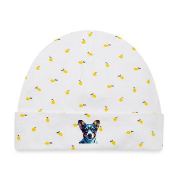 Decker Rat Terrier Hunderasse Karikatur Kawaii - Baby Premium Organic Mütze - Weiß/Zitronengelb - Vorne
