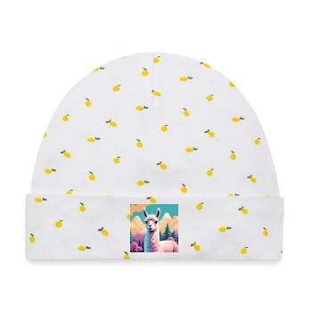 Lama - Baby Premium Organic Mütze - Weiß/Zitronengelb - Vorne