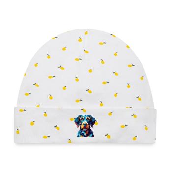 Pudelpointer Hunderasse Bunte Karikatur Kawaii - Baby Premium Organic Mütze - Weiß/Zitronengelb - Vorne