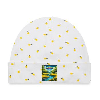 UFO - Baby Premium Organic Mütze - Weiß/Zitronengelb - Vorne