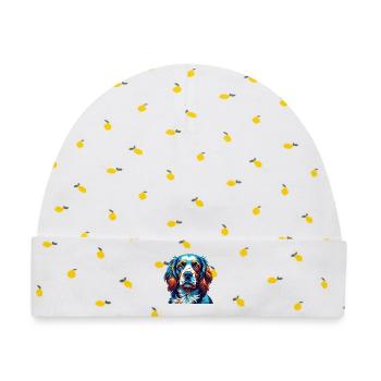 Clumber Spaniel Hunderasse Bunte Karikatur Kawaii - Baby Premium Organic Mütze - Weiß/Zitronengelb - Vorne