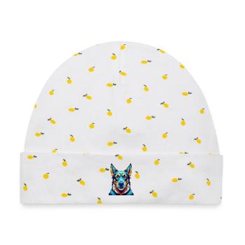 Lettische Laufhundrasse Bunte Karikatur Kawaii - Baby Premium Organic Mütze - Weiß/Zitronengelb - Vorne