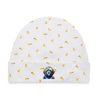Tibetische Kyi Apso Hunderasse Bunte Karikatur Kawaii - Baby Premium Organic Mütze - Weiß/Zitronengelb - Vorne
