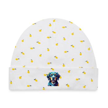 Tyroler Bracke Hunderasse Bunte Karikatur Kawaii - Baby Premium Organic Mütze - Weiß/Zitronengelb - Vorne