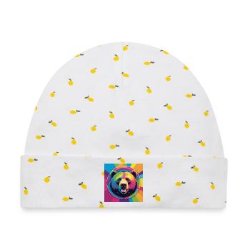 Rainbow Bear - Baby Premium Organic Mütze - Weiß/Zitronengelb - Vorne
