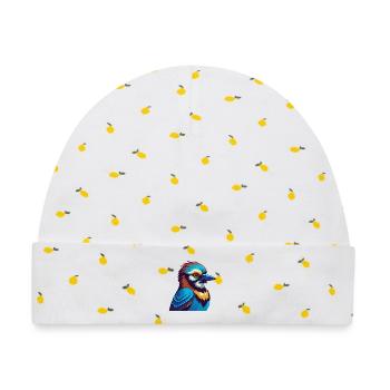 Jay Bird Bunte Kawaii Cartoon Figur Clipart - Baby Premium Organic Mütze - Weiß/Zitronengelb - Vorne