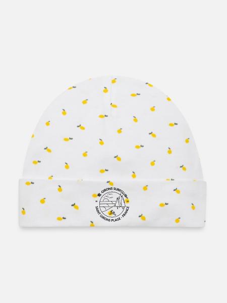 Surfclub St.Girons Plage - Baby Premium Organic Mütze - Weiß/Zitronengelb