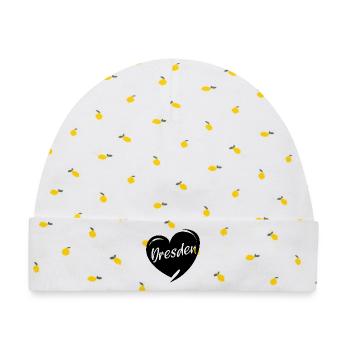 Dresden Herz Frauenkirche Liebe Stadt Osten Logo - Baby Premium Organic Mütze - Weiß/Zitronengelb - Vorne