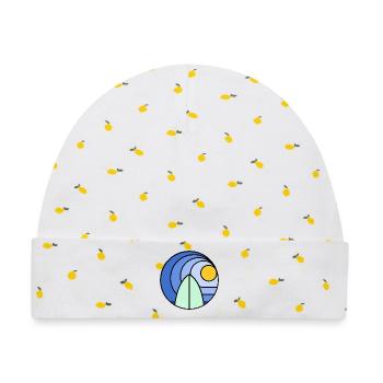 Surf Sundowner I (black) - Baby Premium Organic Mütze - Weiß/Zitronengelb - Vorne