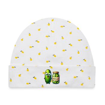 Cucumber's Pickle Predicament: Schockiert und erschüttert! - Baby Premium Organic Mütze - Weiß/Zitronengelb - Vorne