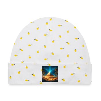 Pyramide 8 - Baby Premium Organic Mütze - Weiß/Zitronengelb - Vorne