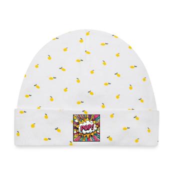 Pop 1 - Baby Premium Organic Mütze - Weiß/Zitronengelb - Vorne