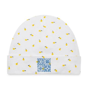 Portugiesische blaue Fliesen 2 - Baby Premium Organic Mütze - Weiß/Zitronengelb - Vorne