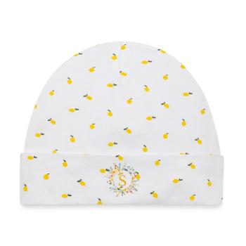 S Monogramm, Blumen-Kreis, personalisierbar - Baby Premium Organic Mütze - Weiß/Zitronengelb - Vorne