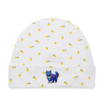 Manx Katze Rasse Cartoon Kawaii Tier Haustier - Baby Premium Organic Mütze - Weiß/Zitronengelb - Vorne