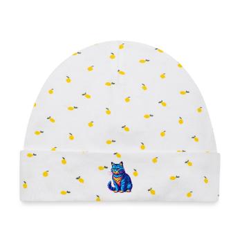 Hauskatze Rasse Karikatur Kawaii Tier Haustier - Baby Premium Organic Mütze - Weiß/Zitronengelb - Vorne