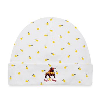 Der Stolz Málaga Flagge Design - Baby Premium Organic Mütze - Weiß/Zitronengelb - Vorne