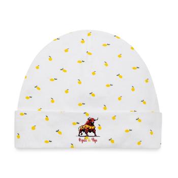 Der Stolz Vigo Flagge Design - Baby Premium Organic Mütze - Weiß/Zitronengelb - Vorne