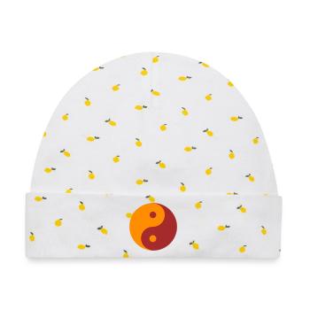 YIN YANG - Baby Premium Organic Mütze - Weiß/Zitronengelb - Vorne