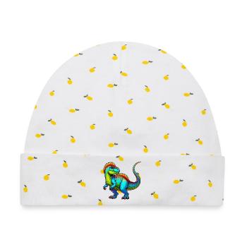 Dinosaurier - Baby Premium Organic Mütze - Weiß/Zitronengelb - Vorne