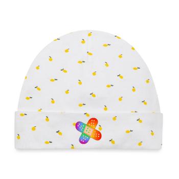 REGENBOGEN PFLASTER - Baby Premium Organic Mütze - Weiß/Zitronengelb - Vorne