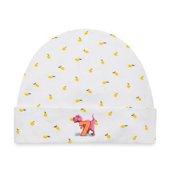 Nr.7 Dino - Baby Premium Organic Mütze - Weiß/Zitronengelb - Vorne