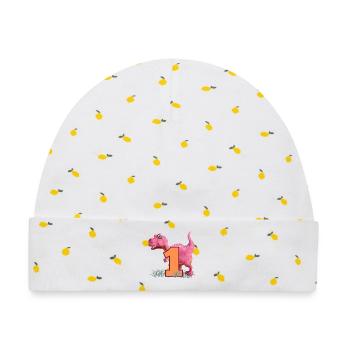 Nr.1 Dino - Baby Premium Organic Mütze - Weiß/Zitronengelb - Vorne