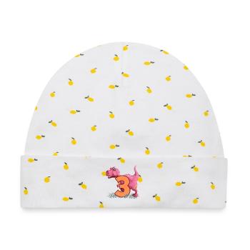 Nr.3 Dino - Baby Premium Organic Mütze - Weiß/Zitronengelb - Vorne