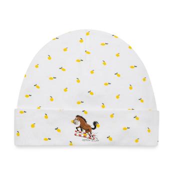Witziges Springpferd Springreiten Tunier Pferd - Baby Premium Organic Mütze - Weiß/Zitronengelb - Vorne