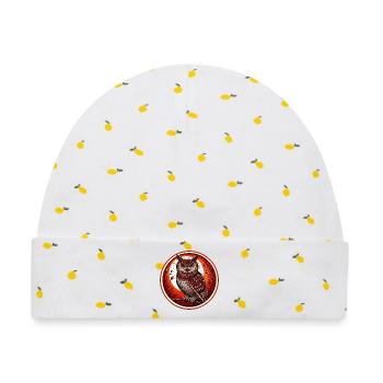 Roter Eulenkreis Emblem - Eule - Nachtvogel - Baby Premium Organic Mütze - Weiß/Zitronengelb - Vorne