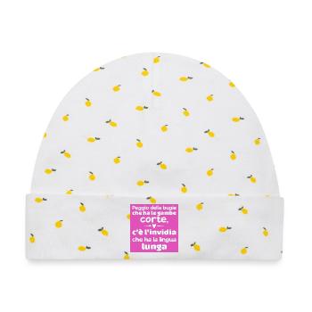 Aufkleber ironische Phrase lügen Neid Aufkleber - Baby Premium Organic Mütze - Weiß/Zitronengelb - Vorne