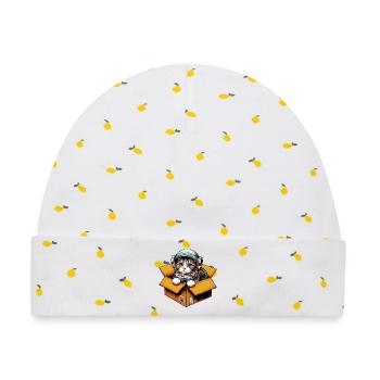 Astronaut Katze - Baby Premium Organic Mütze - Weiß/Zitronengelb - Vorne