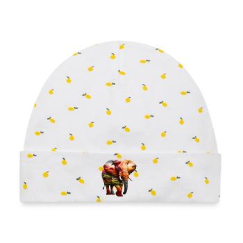 Elefant - Baby Premium Organic Mütze - Weiß/Zitronengelb - Vorne