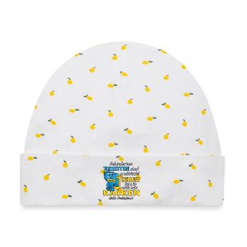 Behinderten Toilette - Baby Premium Organic Mütze - Weiß/Zitronengelb - Vorne